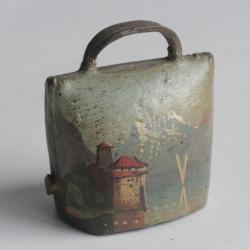 Ancienne cloche peint paysage Souvenir Montagne Suisse château Chillon