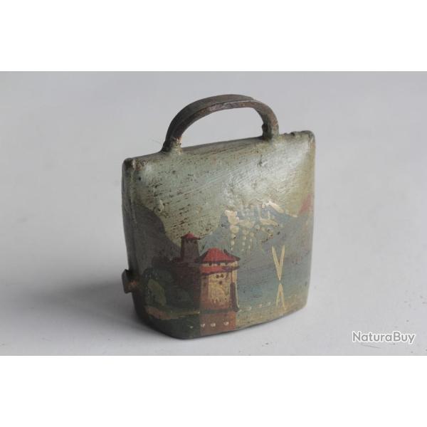 Ancienne cloche peint paysage Souvenir Montagne Suisse ch�teau Chillon