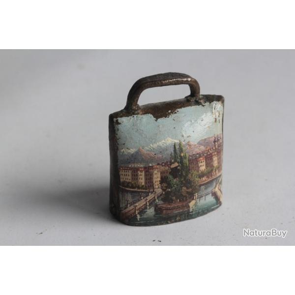 Ancienne cloche peint paysage Souvenir Montagne Suisse Gen�ve