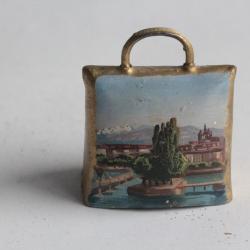 Ancienne cloche peint paysage Souvenir Montagne Suisse Genève