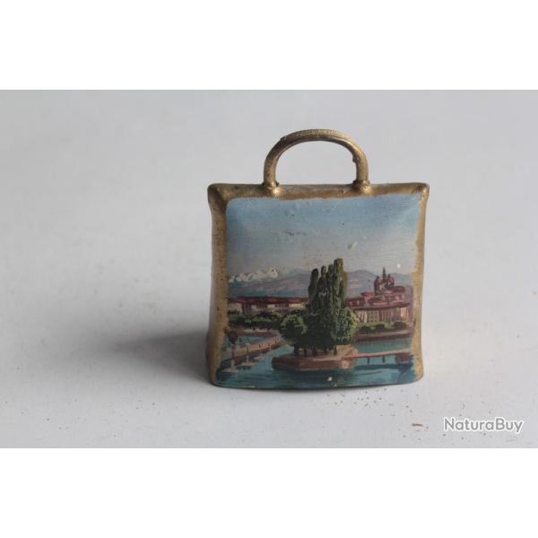 Ancienne cloche peint paysage Souvenir Montagne Suisse Gen�ve