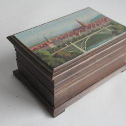 Boite en bois peint paysage Souvenir Montagne Suisse