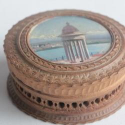 Boite en bois peint paysage Souvenir Alpes Suisse