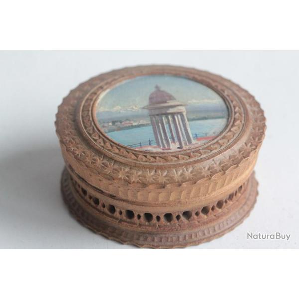 Boite en bois peint paysage Souvenir Alpes Suisse