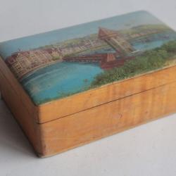 Boite en bois peint paysage Souvenir Lucerne Alpes Suisse