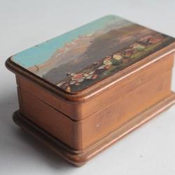 Boite en bois peint paysage Souvenir Champery Alpes Suisse