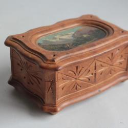 Boite en bois peint paysage Souvenir Montagne Jungfrau Suisse