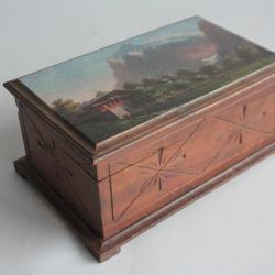 Boite en bois peint paysage Souvenir Grindelwald Alpes Suisse