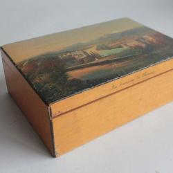 Boite en bois peint paysage Souvenir Thoune Alpes Suisse