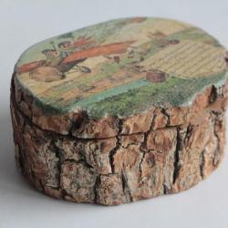 Boite en bois peint paysage Gnafron Caricature Souvenir Paris France