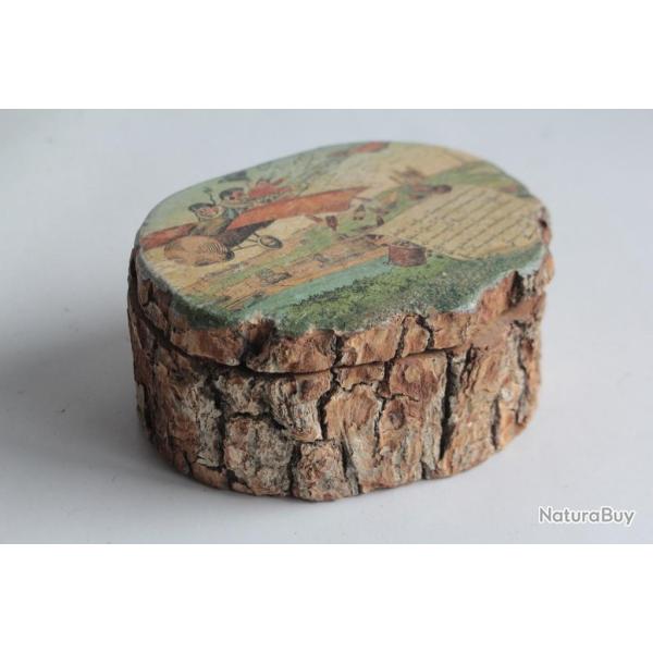 Boite en bois peint paysage Gnafron Caricature Souvenir Paris France