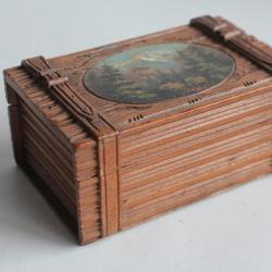 Boite en bois peint paysage Souvenir Montagne Jungfrau Suisse