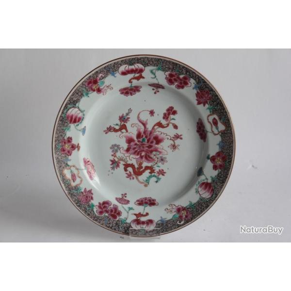 Assiette porcelaine Chine Famille rose Compagnie des Indes XVIIIe si�cle