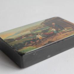 Boite &agrave; priser papier m&acirc;ch&eacute; peint Alpes Suisse XIXe si&egrave;cle