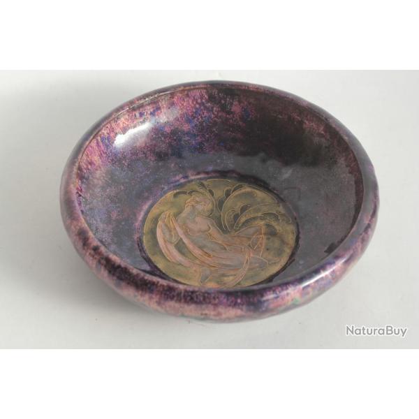 Coupe �maux sur cuivre Jean-Henri DEMOLE Femme nue