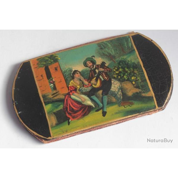 �tui � cigares papier m�ch� peint XIXe si�cle