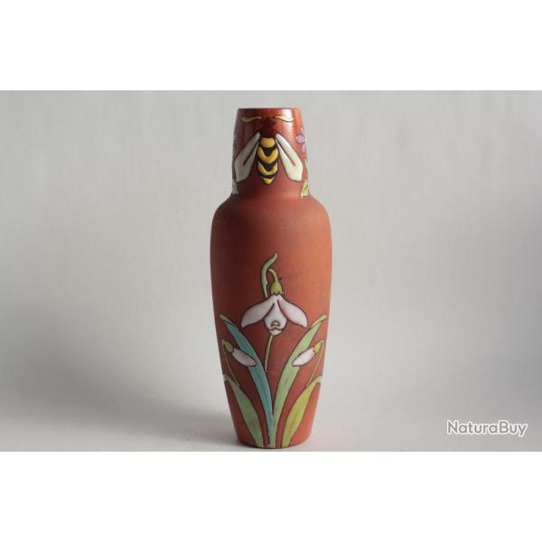 Vase Longchamp c�ramique �maill�e Art nouveau