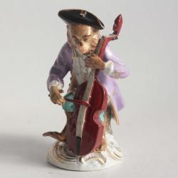 Figurine porcelaine Singe musicien Orchestre Carl Schneider Allemagne