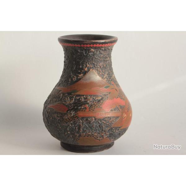 Vase porcelaine cloisonn� laque Japon Jikki Shippo