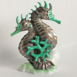Hippocampes porcelaine HEREND Hungary 5252 Seahorses