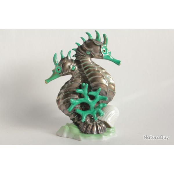 Hippocampes porcelaine HEREND Hungary 5252 Seahorses