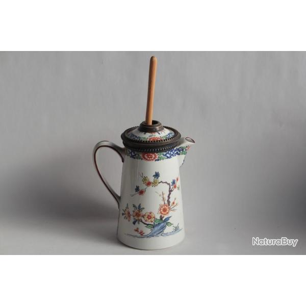 Chocolati�re porcelaine Chantilly argent Minerve XIXe si�cle