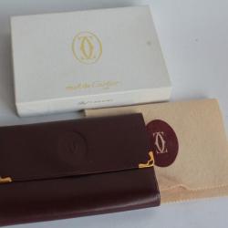 CARTIER Portefeuille Porte-monnaie cuir bordeaux
