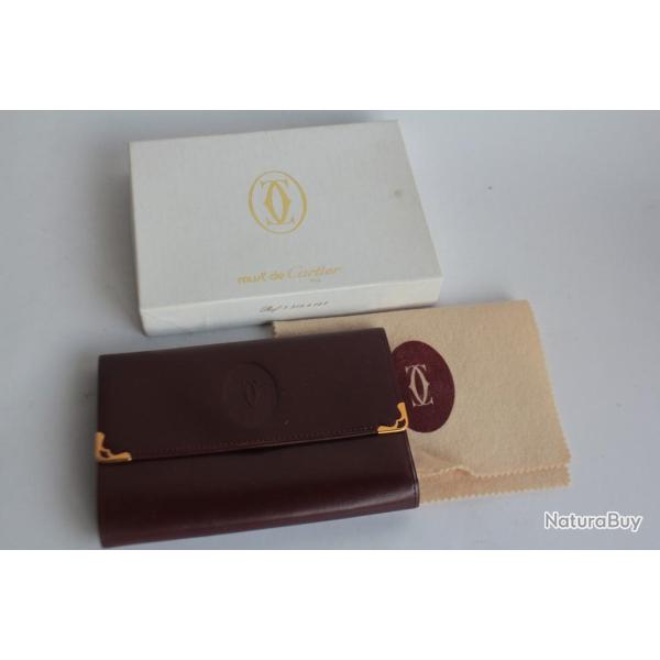 CARTIER Portefeuille Porte-monnaie cuir bordeaux