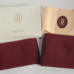 CARTIER Porte-cartes et porte chèque cuir bordeaux