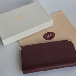 CARTIER Portefeuille Porte-monnaie long cuir bordeaux