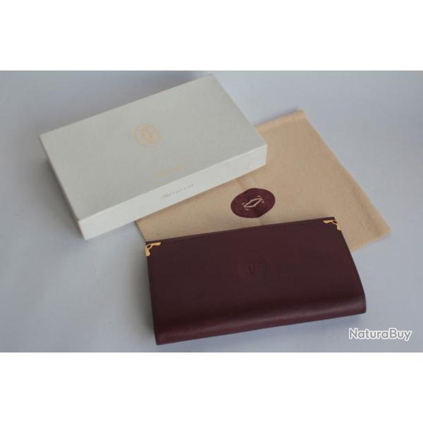 CARTIER Portefeuille Porte-monnaie long cuir bordeaux