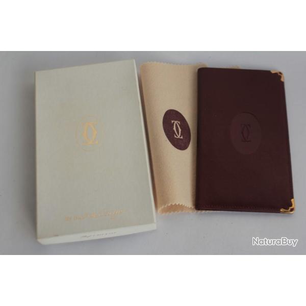 CARTIER Portefeuille Porte-cartes cuir bordeaux