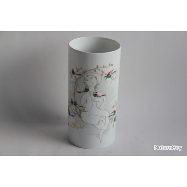 ROSENTHAL Vase porcelaine Bjorn Wiinblad The Lady Loves Birds
