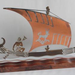 Lucien GERFAUX Dinanderie Bateau égyptien Art déco