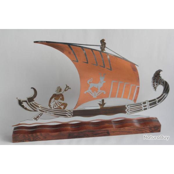 Lucien GERFAUX Dinanderie Bateau gyptien Art dco