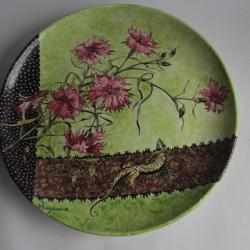 Plat porcelaine peinte H. Teysseire Art Nouveau