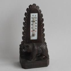 Thermomètre Ours bois sculpté Art populaire Forêt Noire