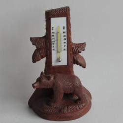 Thermomètre Ours bois sculpté Art populaire Forêt Noire