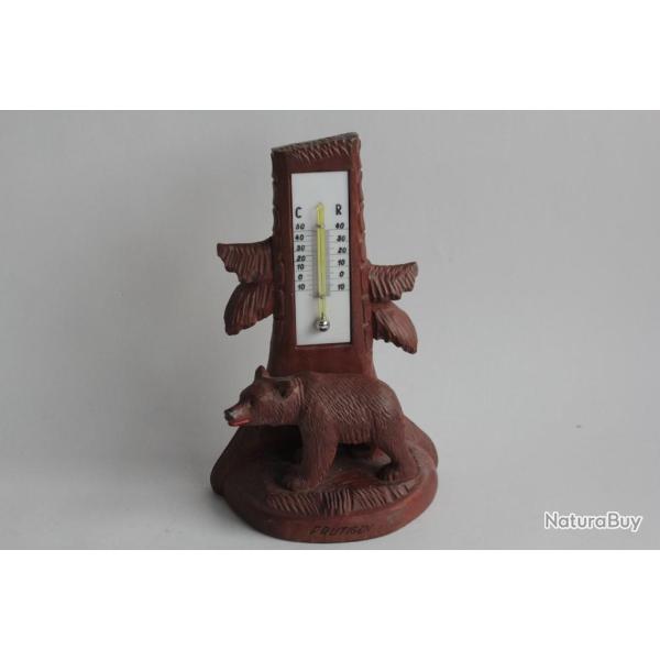 Thermomtre Ours bois sculpt Art populaire Fort Noire