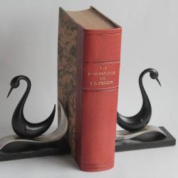 Paire de serre-livres bronze Vienne Cygnes Art déco