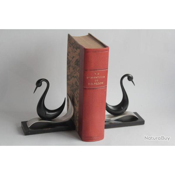 Paire de serre-livres bronze Vienne Cygnes Art d�co