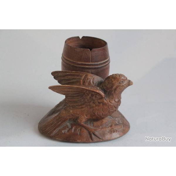 Porte allumettes pyrogne bois sculpt Oiseau Art populaire Fort Noire