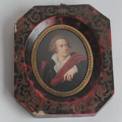 Ancienne miniature cadre marqueterie Boulle