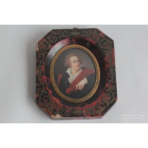 Ancienne miniature cadre marqueterie Boulle