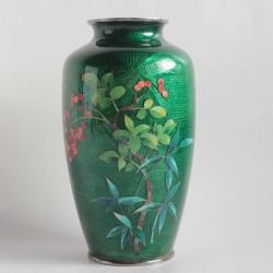 Vase émaux cloisonnés métal argenté Japon
