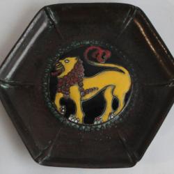 PIERRE CARREL Dinanderie émaillée Lion Art déco