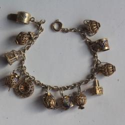 Bracelet Breloques filigrane argent vermeil &eacute;maill&eacute; Portugal