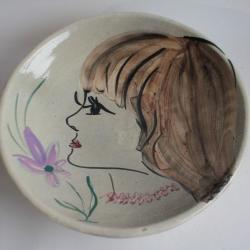 VALLAURIS Coupe céramique Visage de Femme