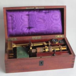 Ancien microscope laiton XIXe siècle