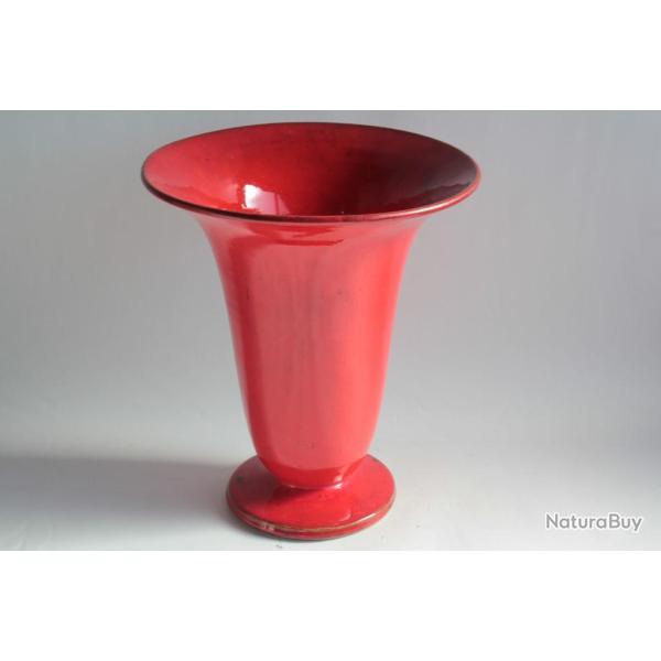 LIFAS Vase c�ramique rouge Alice Sordet-Bonifas Art d�co